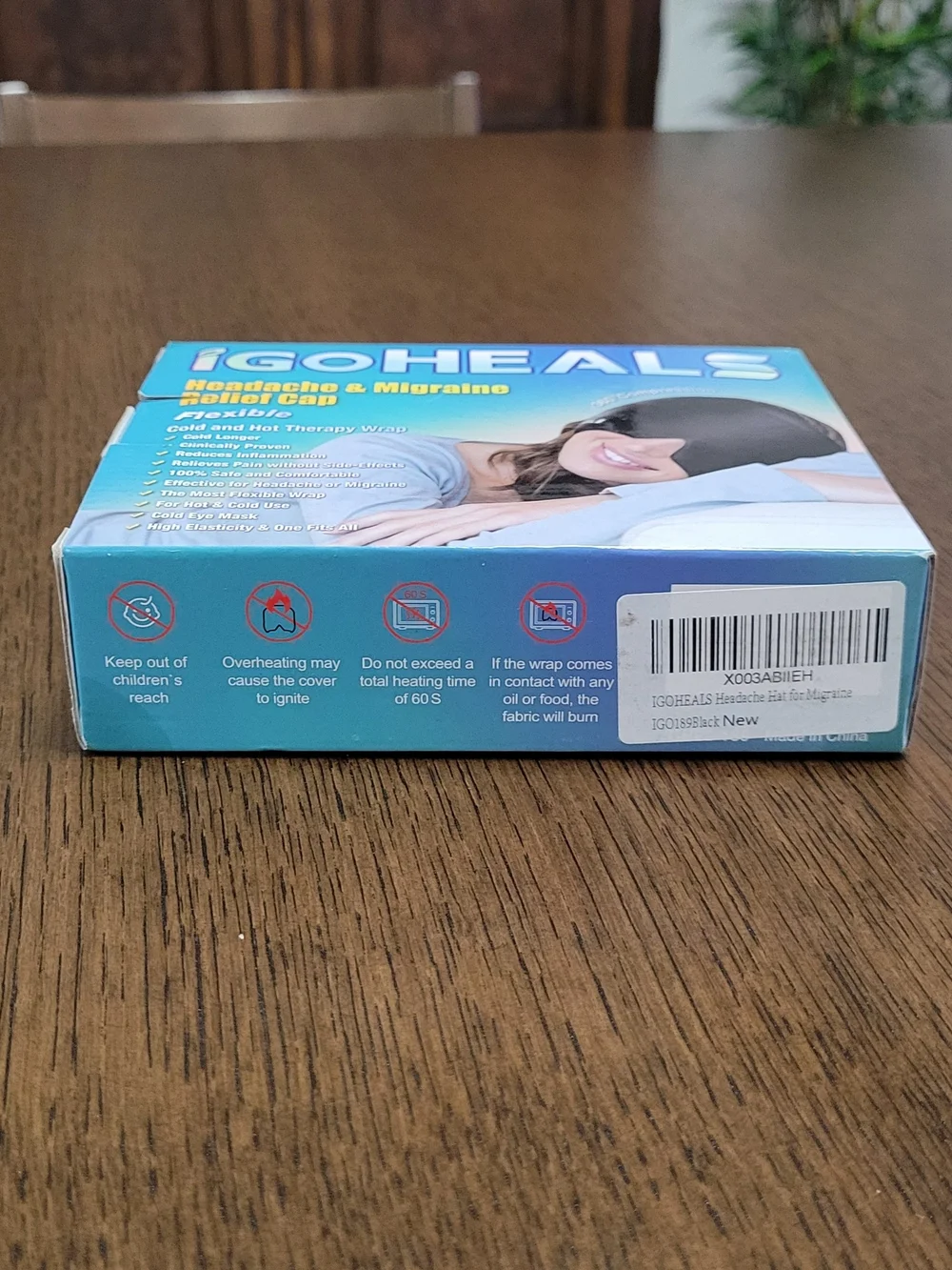 iGoHeals Black Headache & Migraine Relief Cap - Flexible Cold/Hot Therapy Wrap